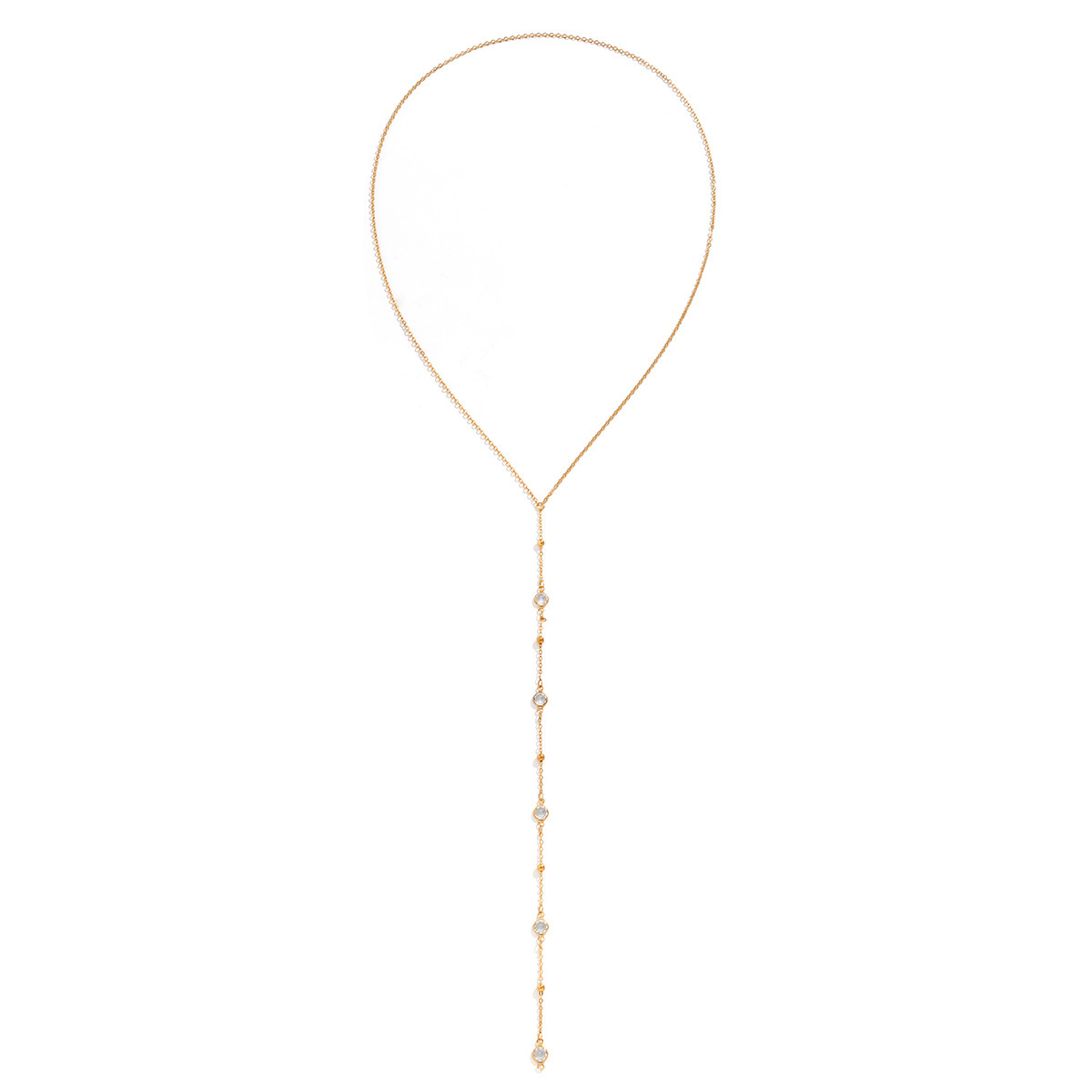 European and American cross-border jewelry, elegant pearl metal collarbone chain necklace, simple rhinestone long eye necklace for women Application Scenario