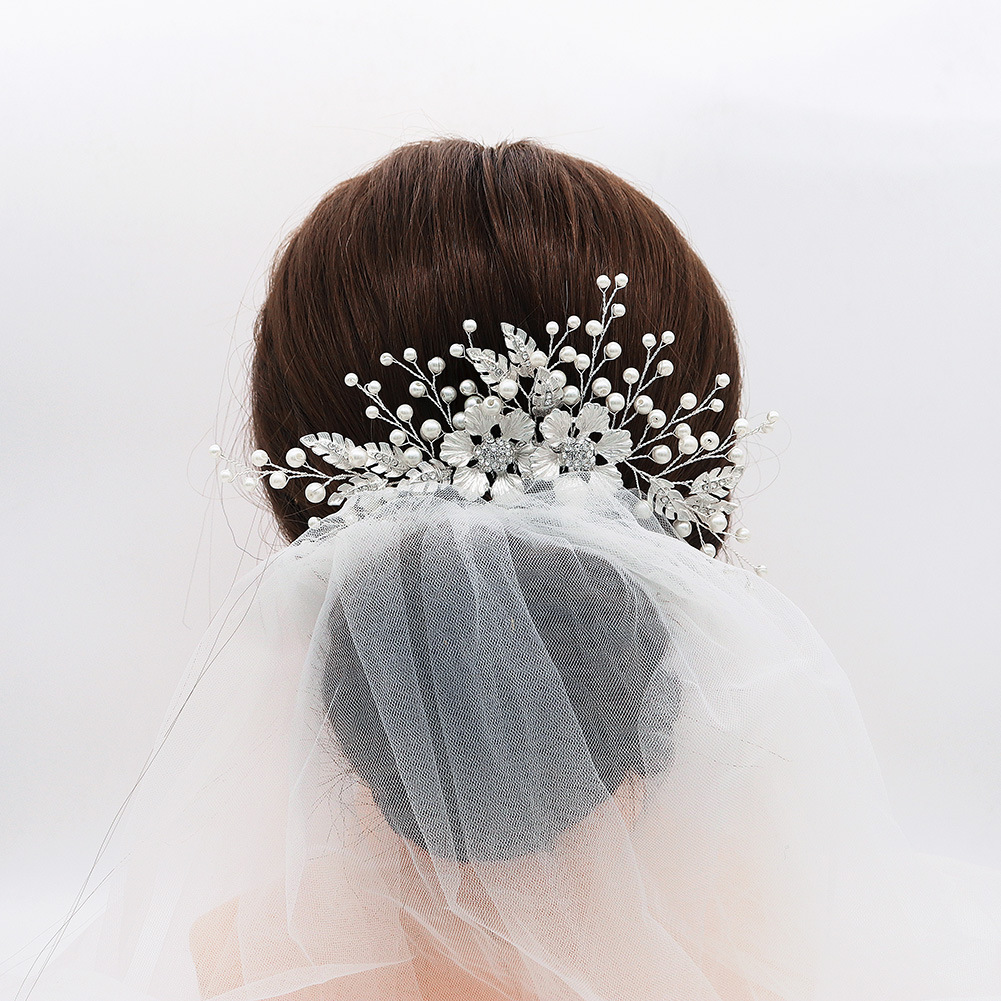 miallo cross-border exclusive DIY handcrafted bridal hair accessories, alloy flowers, diamond-encruffled combs, high-end wedding accessories Specification drawing