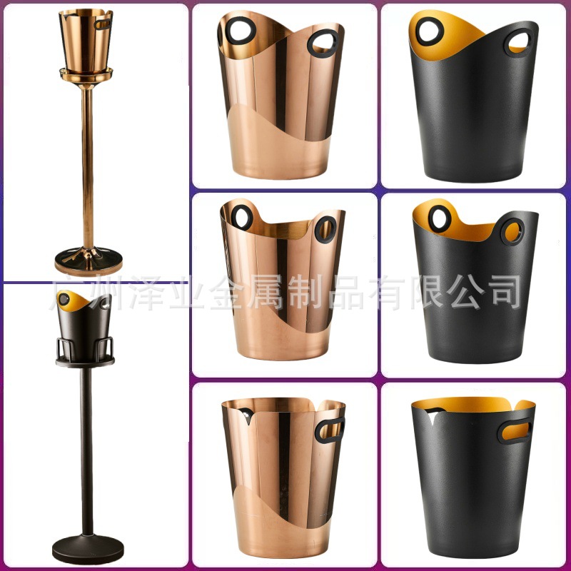 European-style stainless steel champagne barrel luxury rack display, model room decoration, home bar, ktv wine standing ice bucket full figure