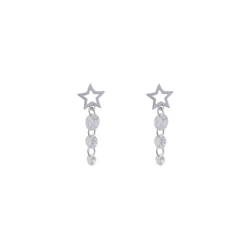 Sparkle ~ Star Zircon earrings for women, exquisite and unique, versatile five-pointed star stud earrings, ins style, design sense earrings Item Picture