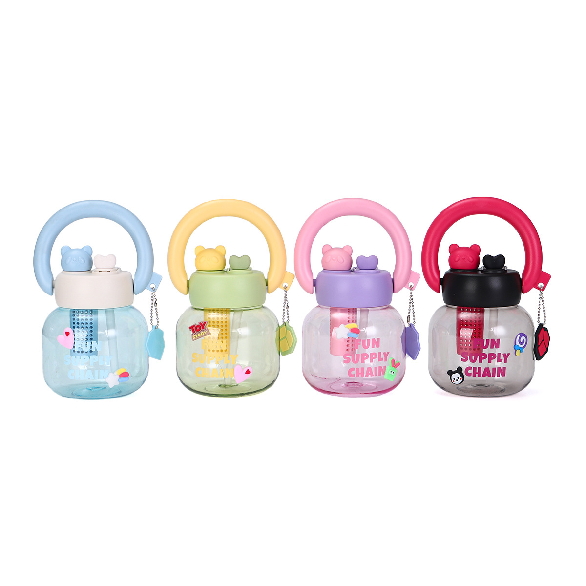 Cute, high appearance level, hand-held double-drinking teapot, large-capacity high-temperature resistant ton-ton cup, portable tea-water separation plastic cup Item Picture