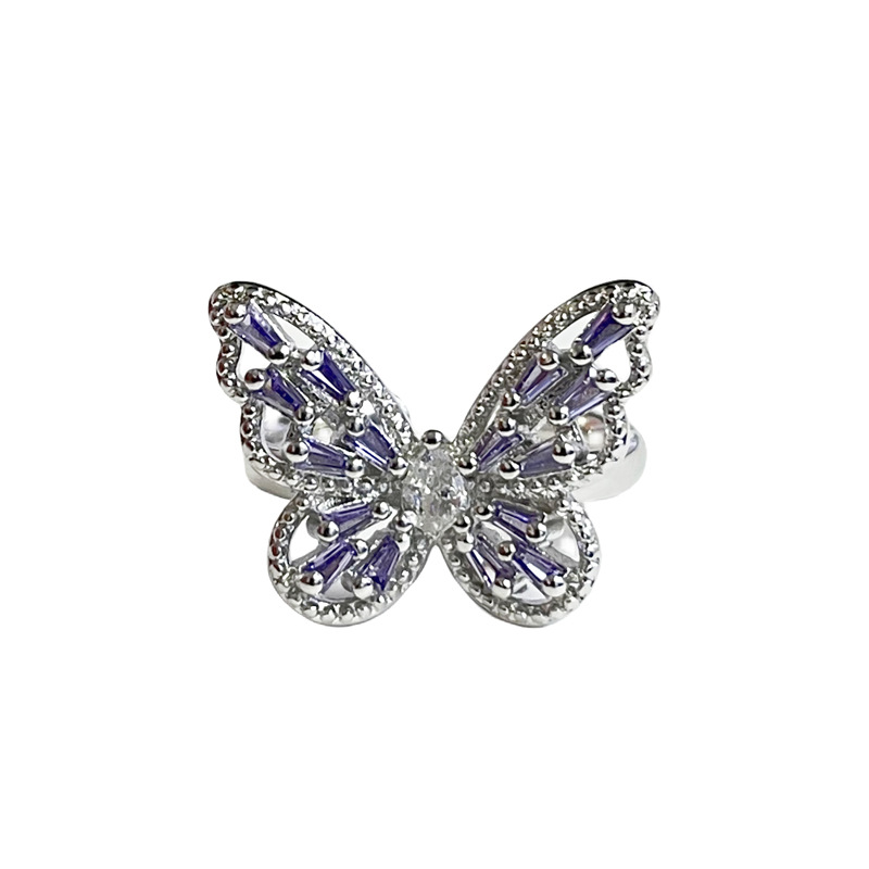 A light luxury purple diamond zircon open ring with a versatile and elegant style. It features a niche design for women, an ins unique and fashionable sweet and cool ring Item Picture