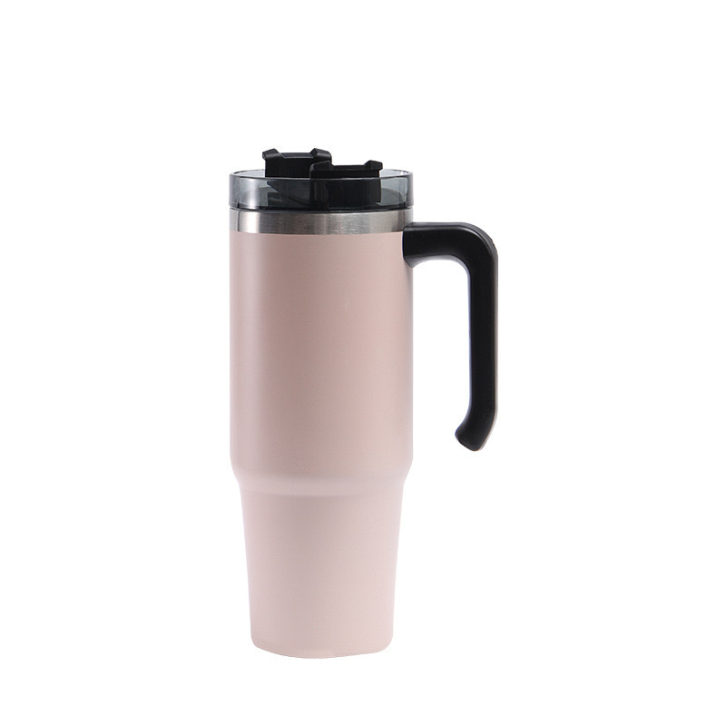 304 inner liner stainless steel 30oz handle cup, large-capacity cold insulation straw cup, simple and portable car cup in stock Item Picture