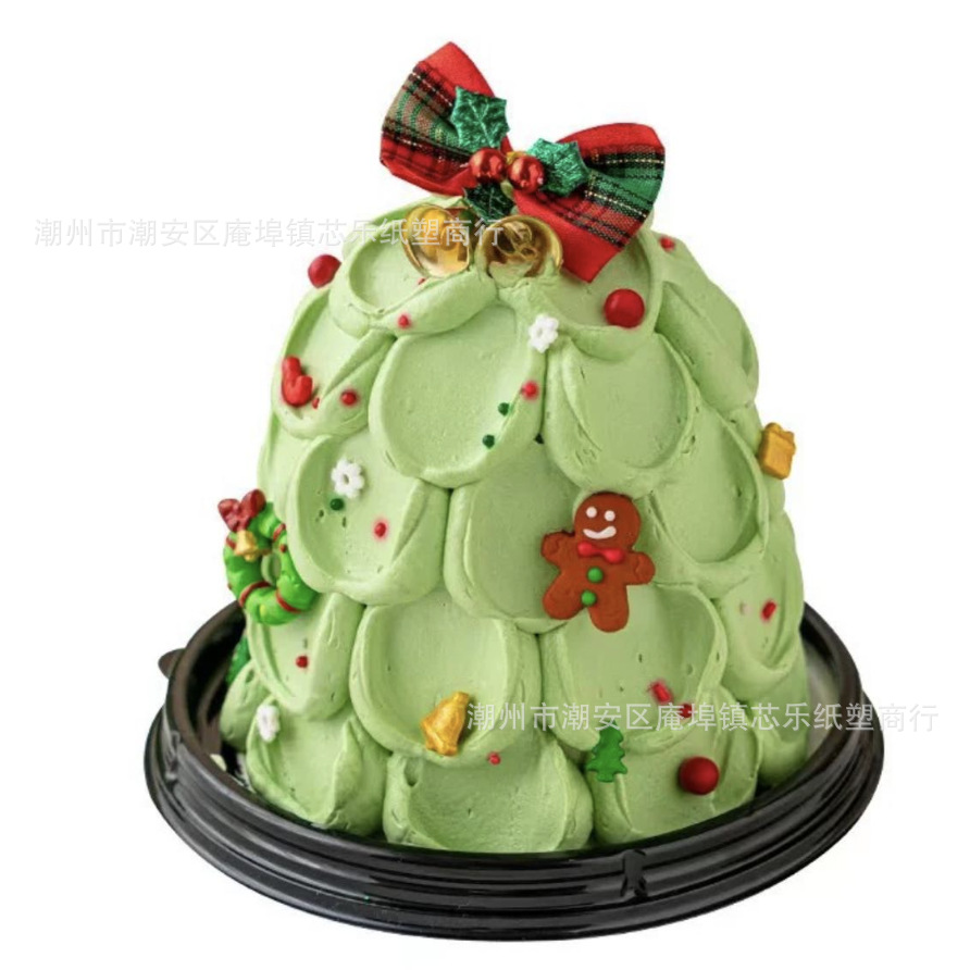 4-inch Christmas cake box, Christmas tree gingerbread man wreath cake decorative item, semi-circular high lid packaging box Item Picture