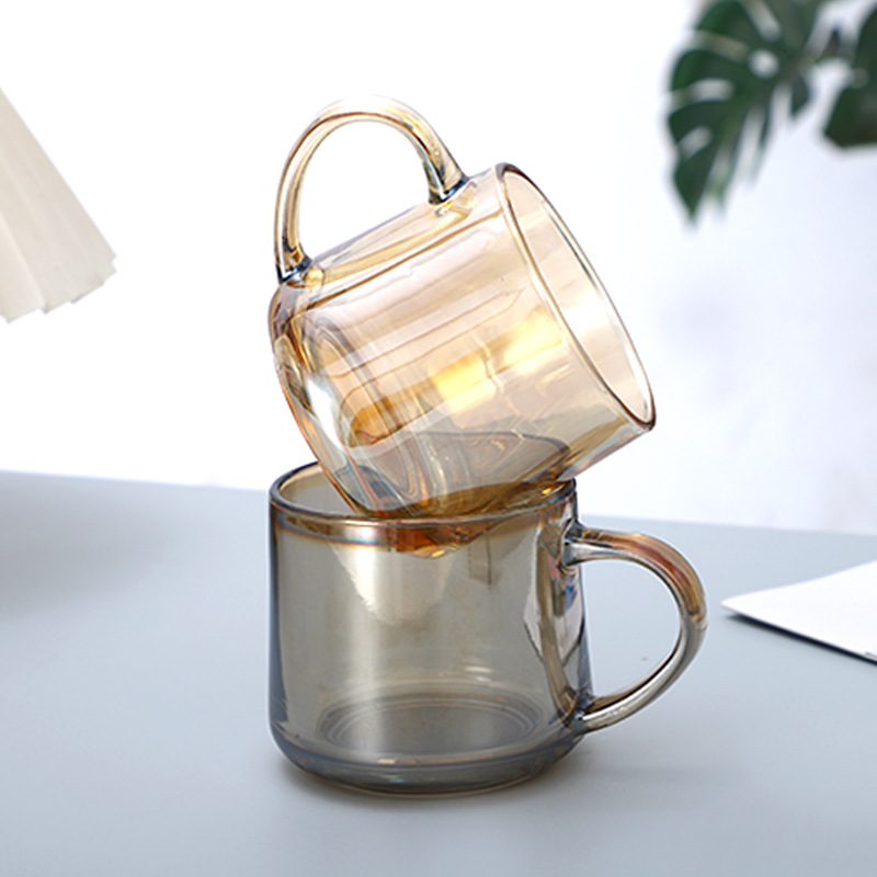 350ml amber creative coffee cup, simple thickened mug, transparent glass cup, high appearance level water cup for brewing tea Specification drawing