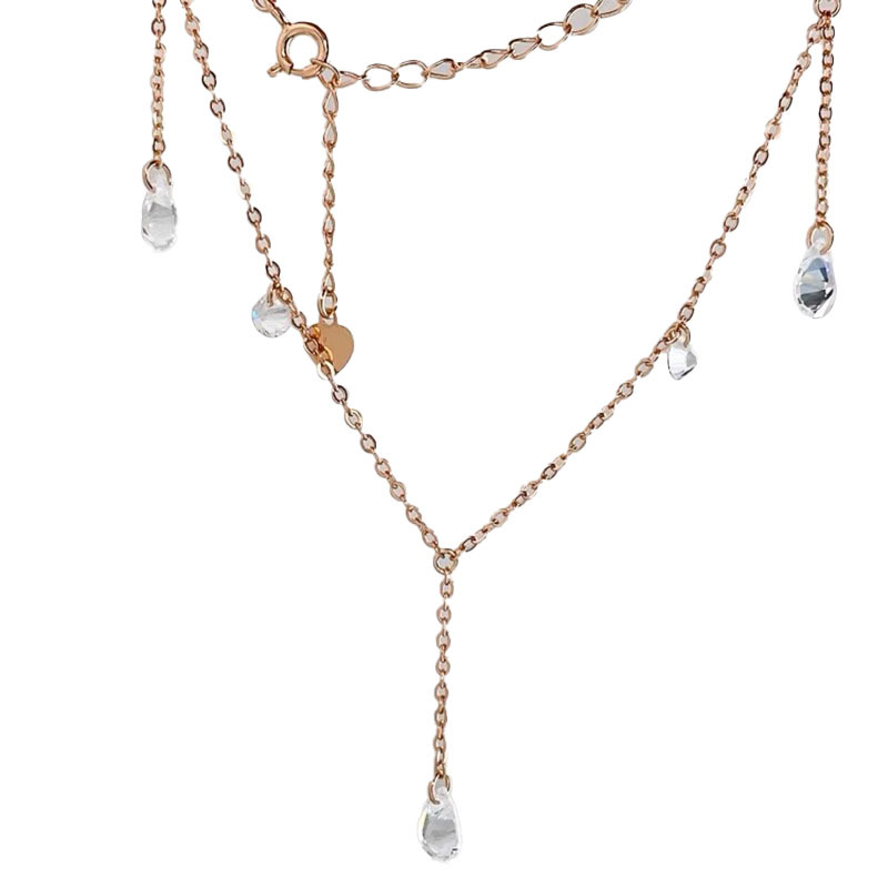 "Starry Sky ~ Water Drop Zircon Tassel Necklace for Women, Light luxury and niche Feel, Ultra-fine diamond collarbone Chain choker. Item Picture