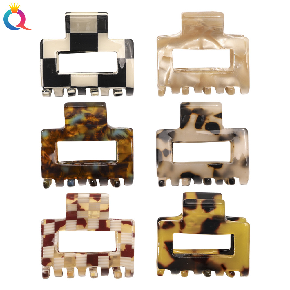 Qiyue Korean Acetate Cube hair clip: Simple and versatile acetate grab clip, back of the head, ponytail updo, shark clip hair accessory full figure