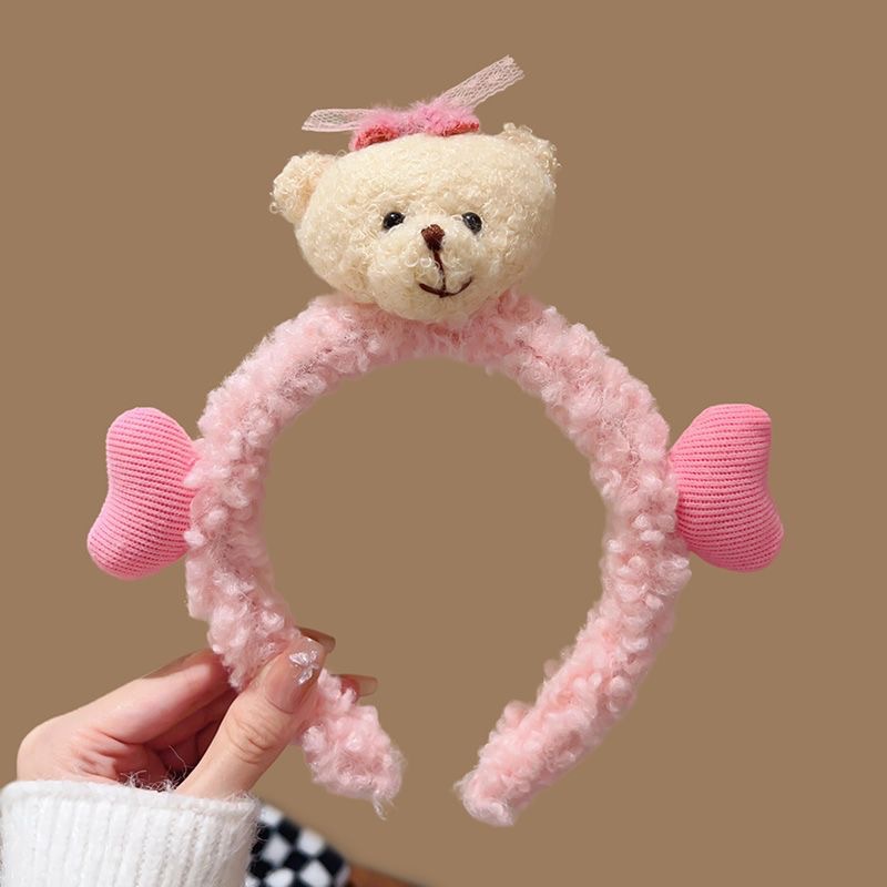 Autumn and winter new cartoon facial hair bands, cute Korean bear hair bands, plush anti-slip headbands, hair clips and headwear Specification drawing