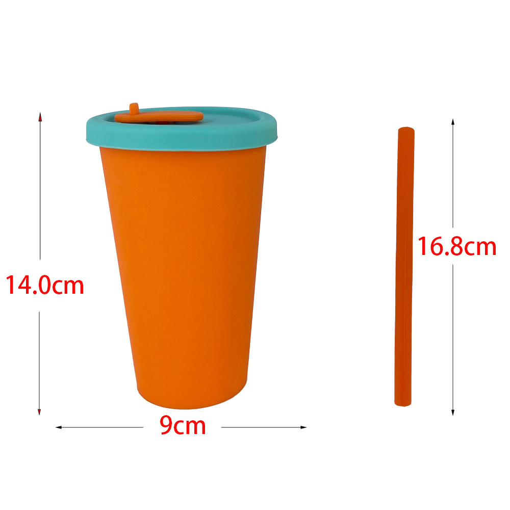 Food-grade silicone milk tea cups are reusable and shockproof. Children's straw cups are environmentally friendly, portable and durable Item Picture