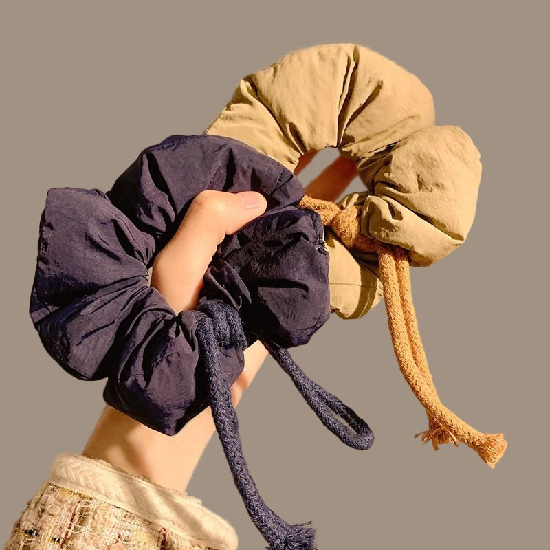 New Korean-style bun hair accessory, three-dimensional, fluffy, cotton-filled sleeping large intestine circle, hemp rope, bow hair rope, and hair flower details Picture