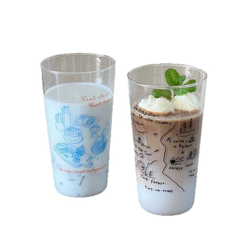 Original high-appearance-level old-fashioned glass cups, simple high-borosilicate cups, large-capacity juice cups, milk cups and coffee cups Item Picture