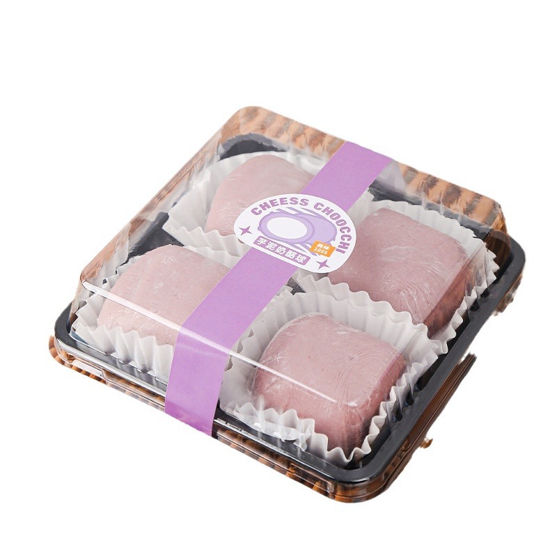4 pieces of taro paste cheese balls packaging box, snow mayonnaise meat floss small shell egg yolk pastry baking 6 pieces transparent box Item Picture
