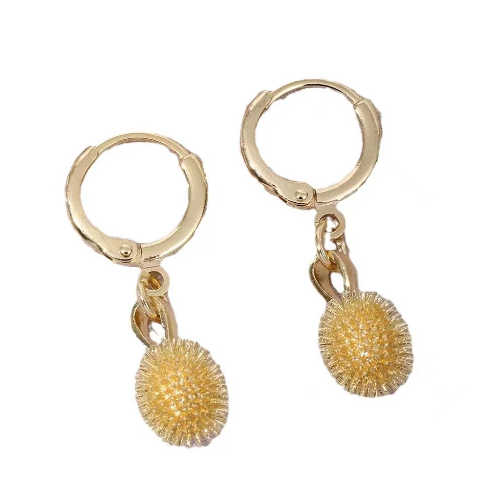 "Durian for a lifetime, lotus for a lifetime ~ Personalized, versatile and elegant durian ear buckles for women, light luxury, niche and high-end design, ear studs. Item Picture