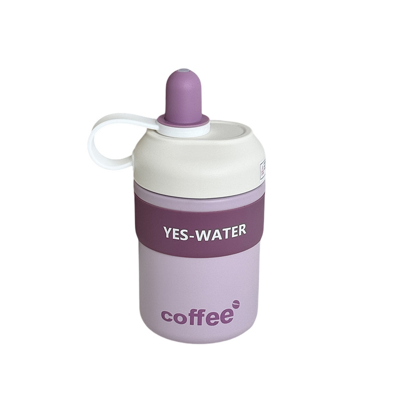 New simple hand-held straw coffee insulated cup with handle, stainless steel water cup, insulated coffee cup manufacturer wholesale Item Picture