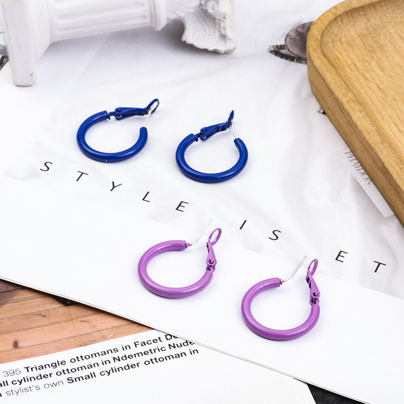 Blue simple and fresh silver needle stud earrings 2025 new female Internet celebrity slimming face earrings, elegant and stylish stud earrings for women Specification drawing
