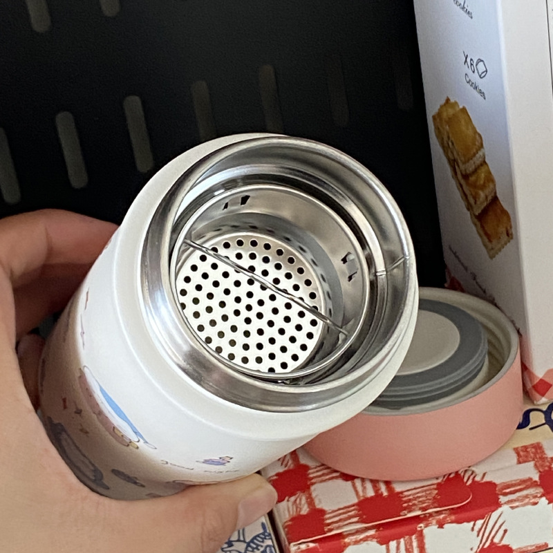 Pink cute little cat 316 stainless steel insulated cup, star portable cartoon cat water cup, portable cup, car cup Item Picture