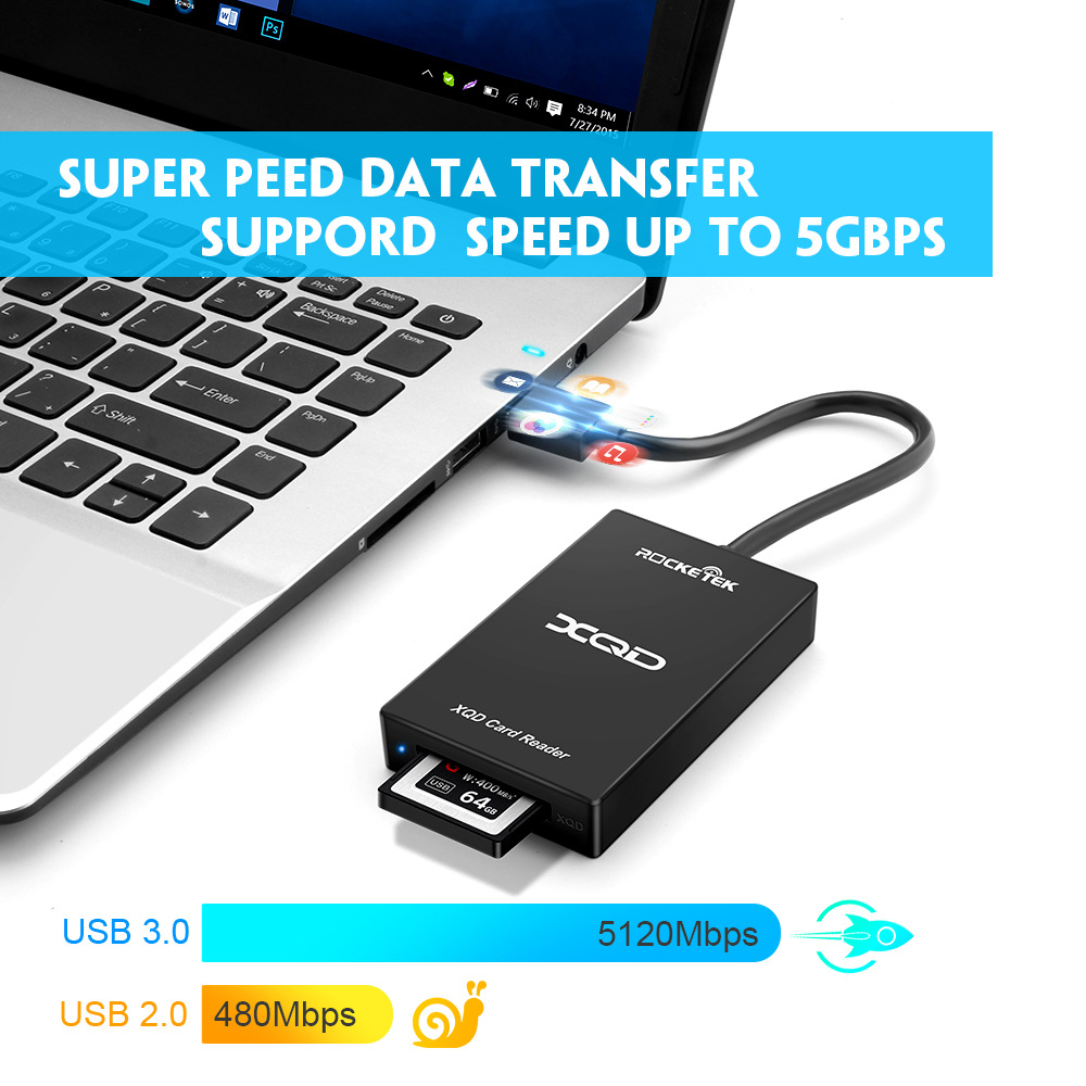 Rocketek/XQD3.0 card reader Type-c card reader USB3.0 compatible M/G series card reader manufacturer Specification drawing