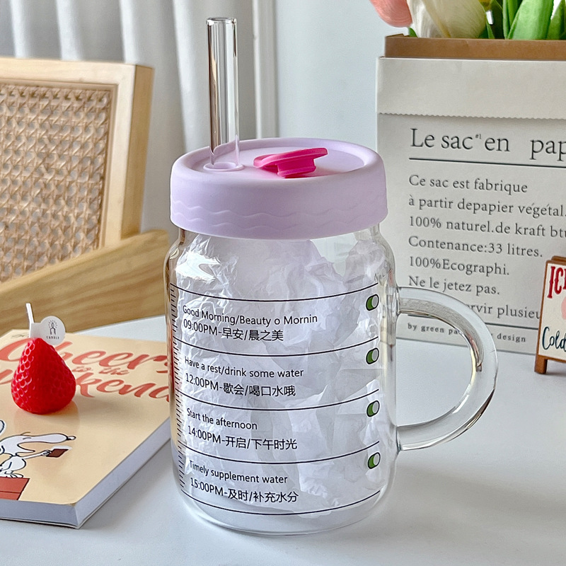 Bolimei large-capacity glass straw cups remind you of drinking cups, heat-resistant glass milk tea cups, and office juice cups Application Scenario