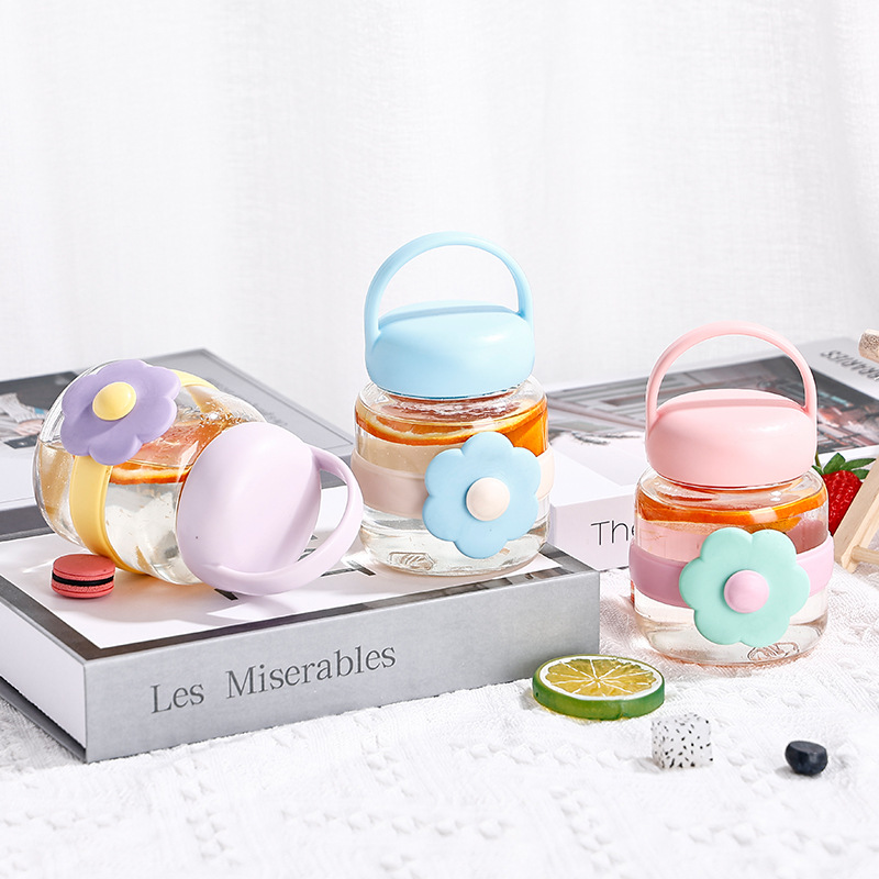 Mini glass cup, small and portable cup for girls, student Internet celebrity, high appearance level, cute and portable milk coffee cup, drinking cup Specification drawing