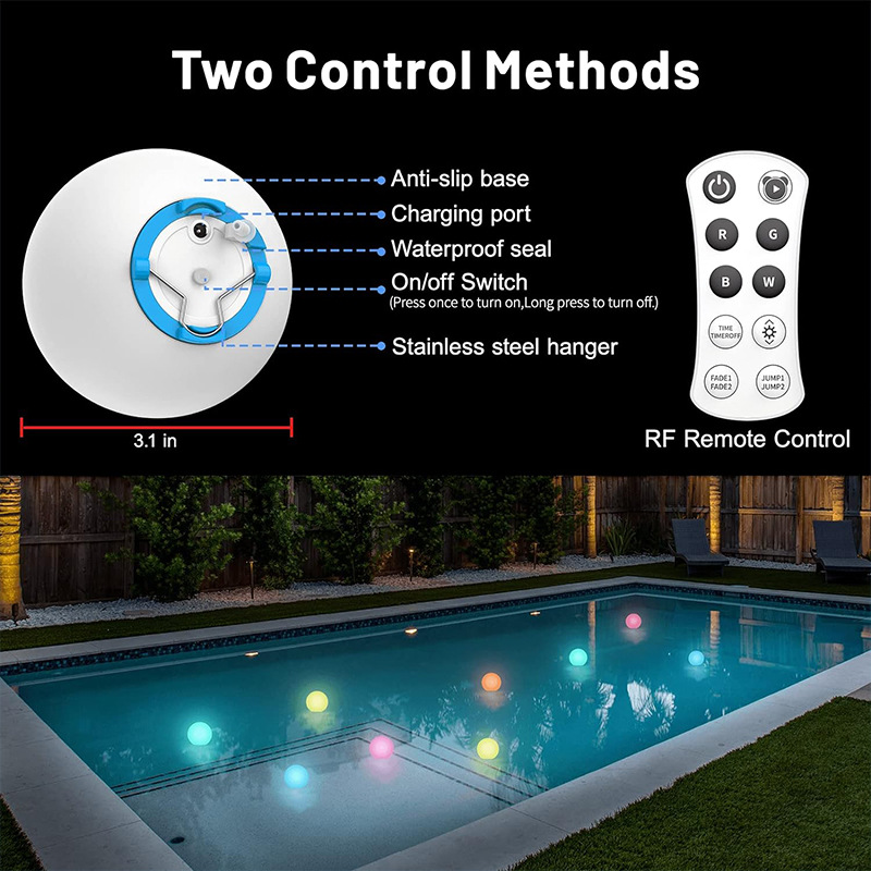 In 2025, 6 sets of rechargeable LED float lamps with wireless remote control and RGB children's toy swimming pool lamps are available for cash payment details Picture