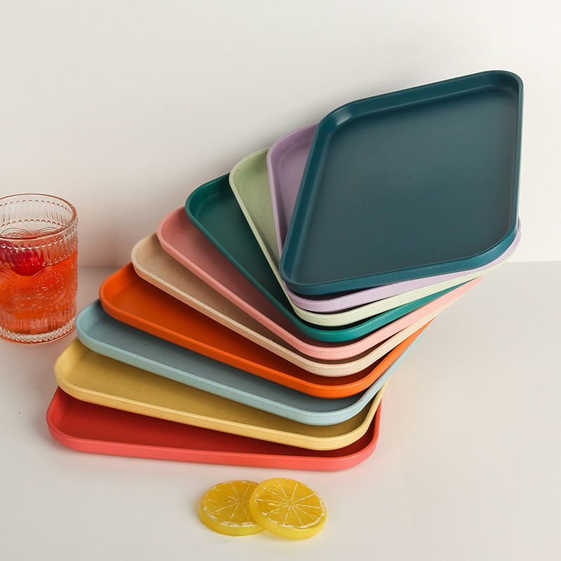 Amazon wheat pp rectangular tray, fruit plate, plastic dinner plate, hotel restaurant, high appearance level, Nordic-style plate Specification drawing