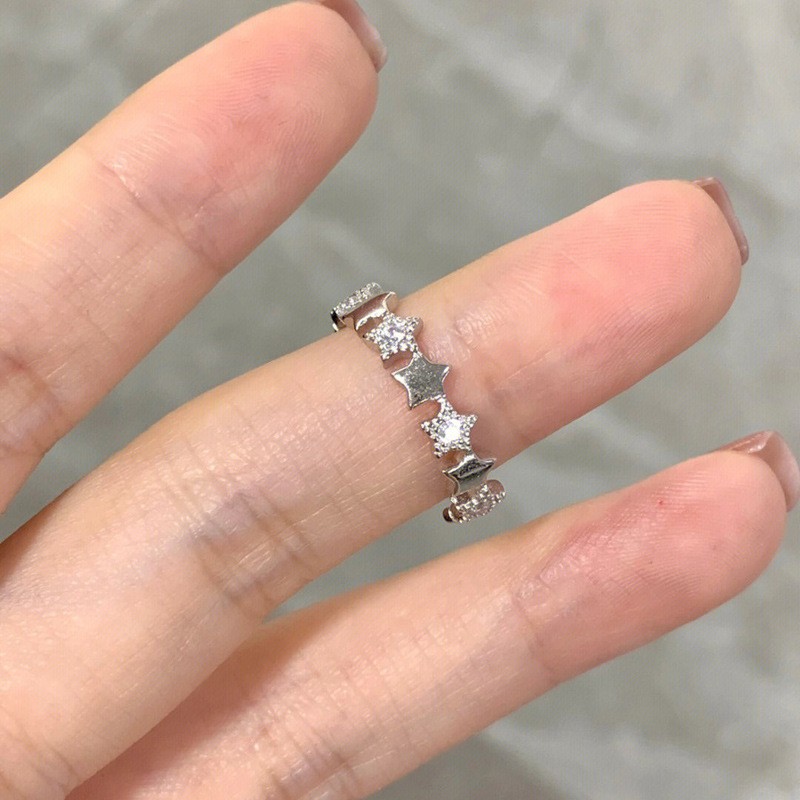 Minimalist, exquisite and light luxury star zircon ring for women, inS-style niche design, high-end and versatile open index finger ring Specification drawing