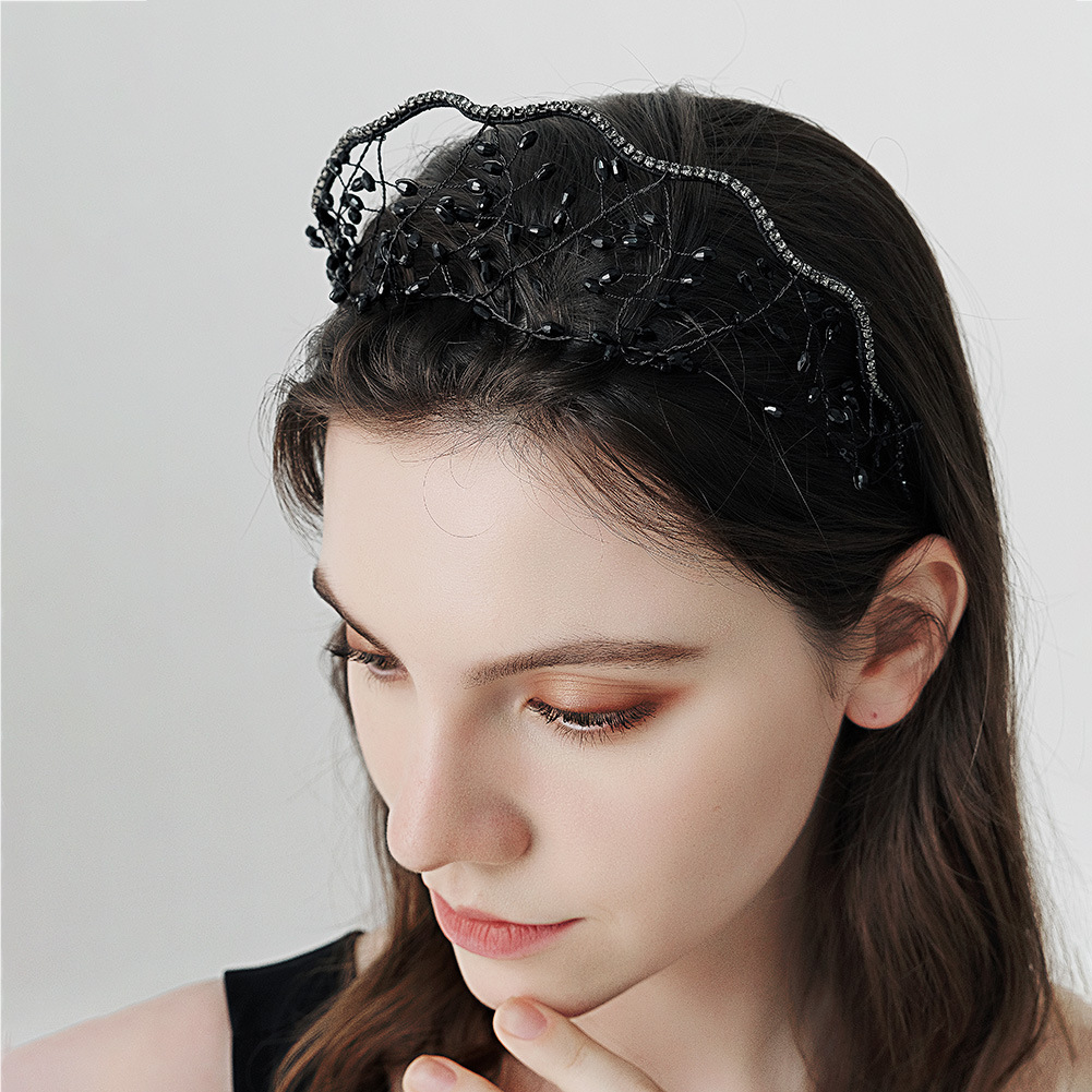 Amazon exquisite hair bands, hand-woven head mesh hair accessories, female performance and catwalk accessories, European and American bride mesh headwear Specification drawing