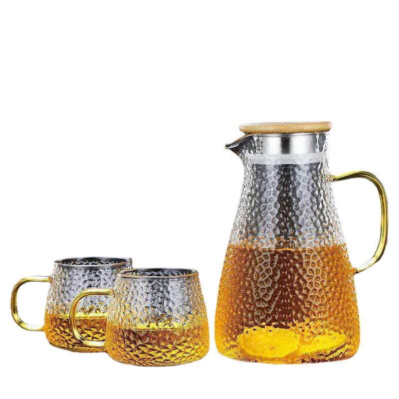 Household cold water kettle and cup set, large glass capacity cold water kettle, office and living room water cup set, boiling teapot Item Picture