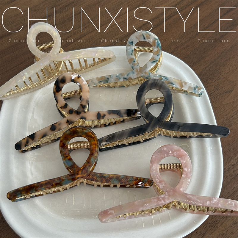 High-end acetate hair clips for women's summer 2023 new style, elegant back head grabber shark clip hair clip headwear full figure