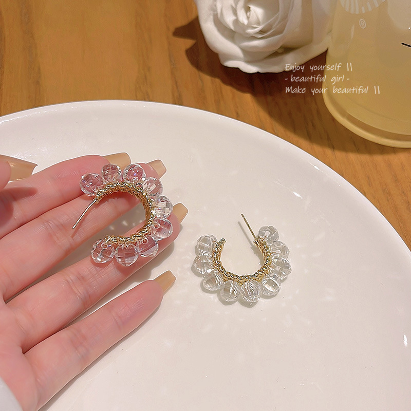 925 Silver Needle Light Luxury Exquisite Zircon C-shaped earrings, a cold and aloof style for women, with a high-end design sense and elegant temperament. Wholesale of internet-famous earrings Specification drawing
