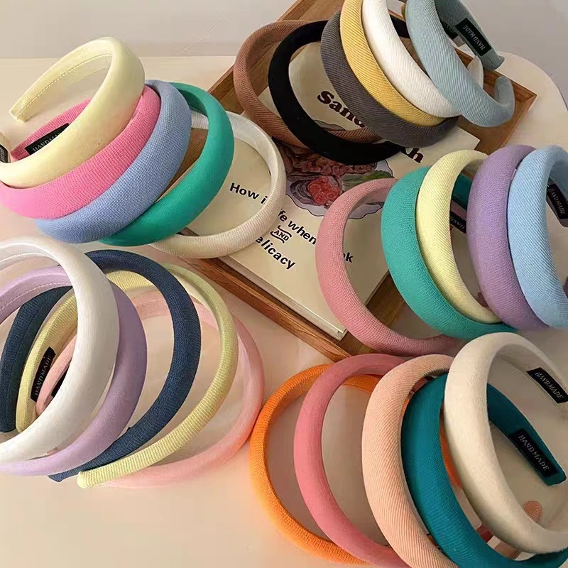 Wide-edge sponge hair band 2025 new style Korean simple facial cleansing high top hair band High-end headband headwear wholesale full figure