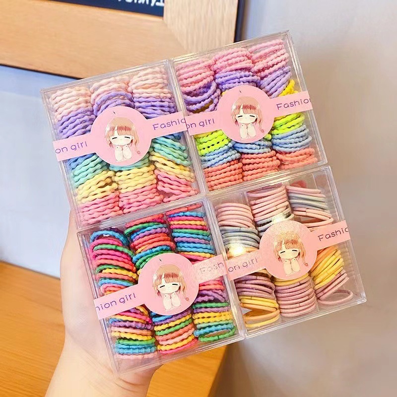 100 box-packed children's seamless little chiu Chiu hair bands that won't hurt your baby's hair, cute and highly elastic hair ties Application Scenario