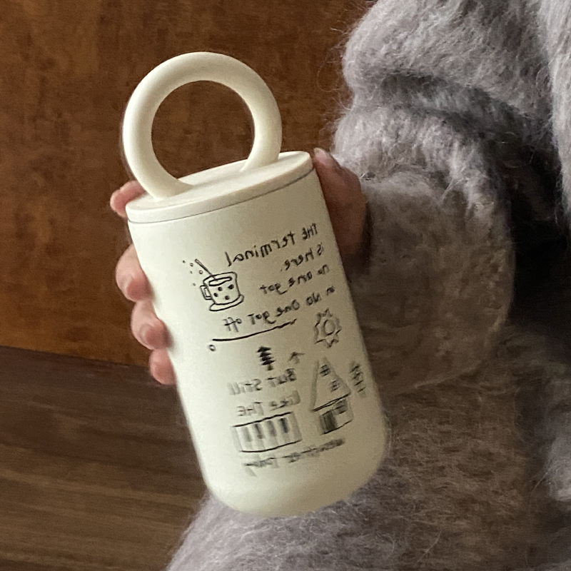 Self-made retro ins English letter portable insulated cup, large-capacity simple stainless steel 304 cold preservation cup Specification drawing