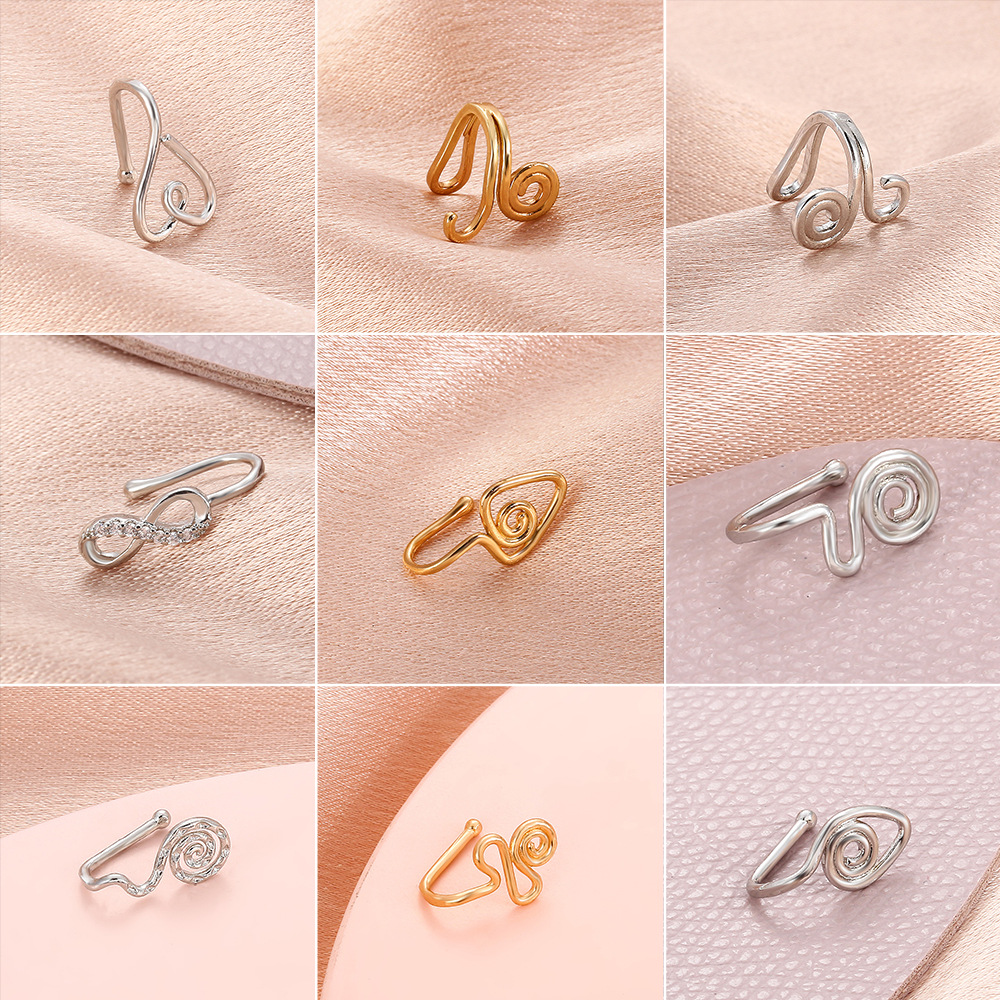A popular cross-border bestseller in Europe and America, zircon U-shaped nose clip, an African personalized non-perforated fake nose ring, a piercing accessory Specification drawing