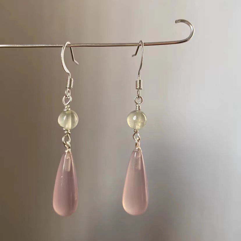 New Chinese-style imitation jade water drop earrings for women, versatile and fashionable, long earrings with a Chinese style, retro and sweet earrings full figure