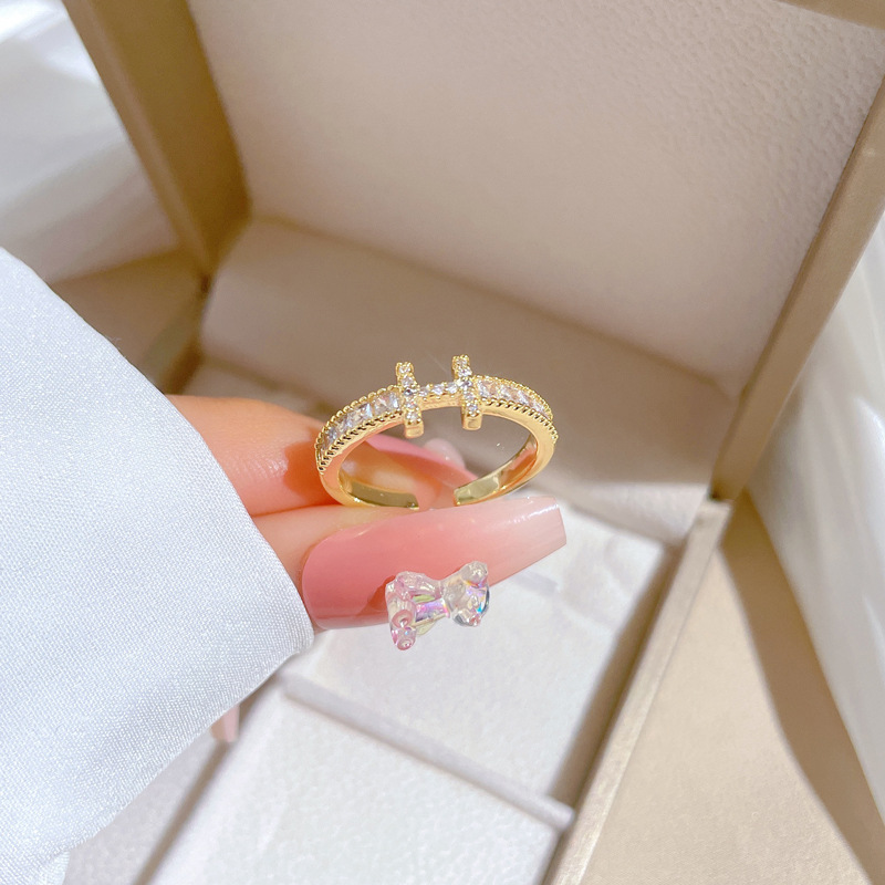 【 Real Gold 】 Full diamond H wedding ring with adjustable opening, simple jewelry, Japanese-style ring couple rings details Picture