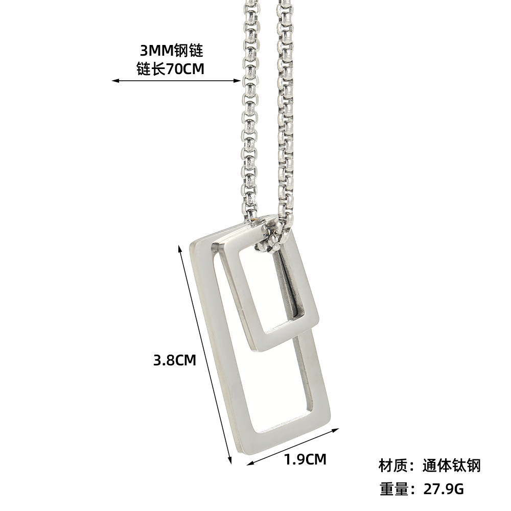 Wholesale of new cross-border square diamond-encrusted necklaces for men and women, light luxury, niche and simple geometric pendant couple sweater chains Application Scenario