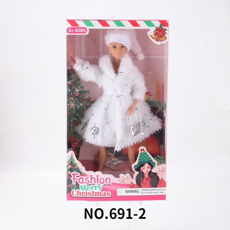 新品洋娃娃高端公主娃娃玩具四肢手腕可动盒装圣诞主题  11.5寸11关节小麦色实身 毛衣配帽子 扮家家酒玩具大盒套装-2