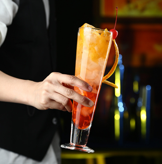 Long Island iced tea cocktail cups, bar and restaurant cups, straight cups, Mojito cups, Colin cups, glass beverage cups, juice cups Specification drawing