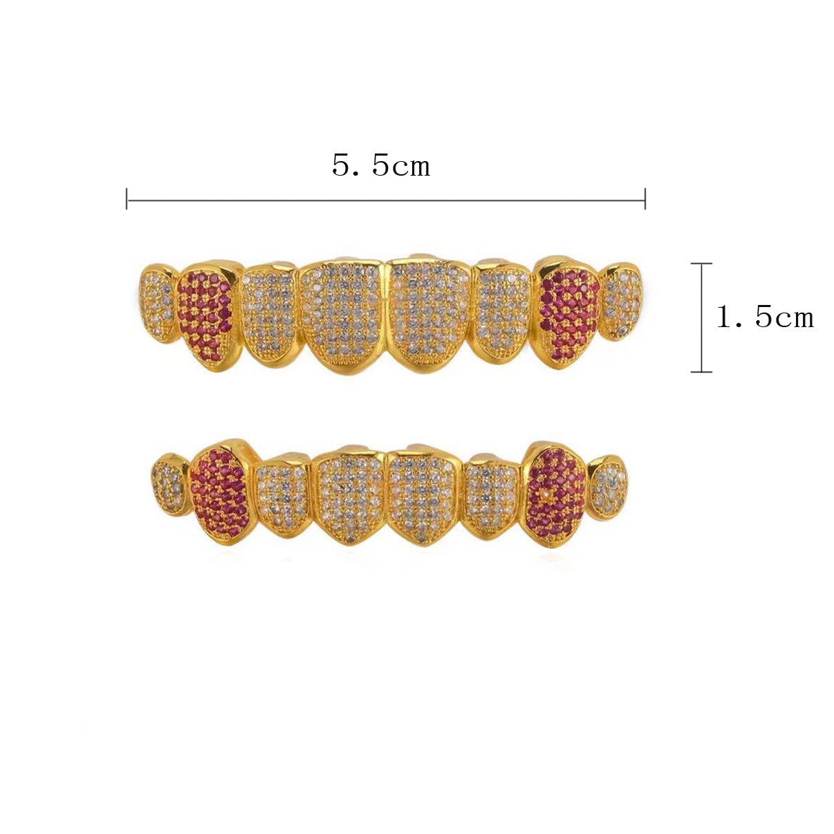 European and American hip-hop braces, hiphop zircon eight-piece braces decoration, irregular eight-piece zircon vampire decoration Item Picture