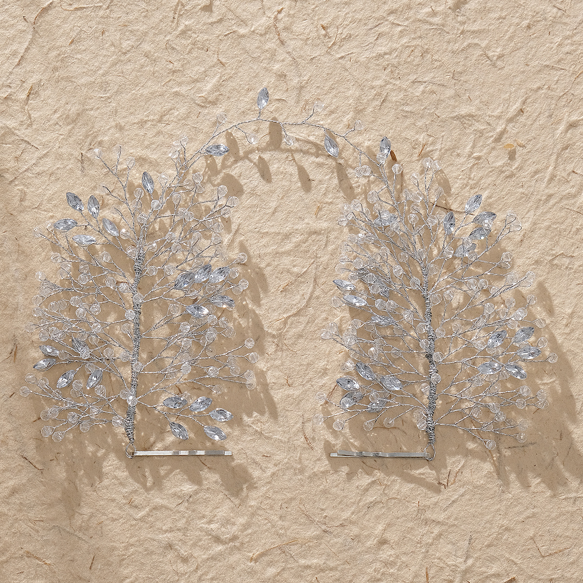 European and American bride hair accessories, handcrafted crystal hair bands, wedding dress headwear, luxurious heavy hair bands, diamond-encrusted fairy headbands Specification drawing