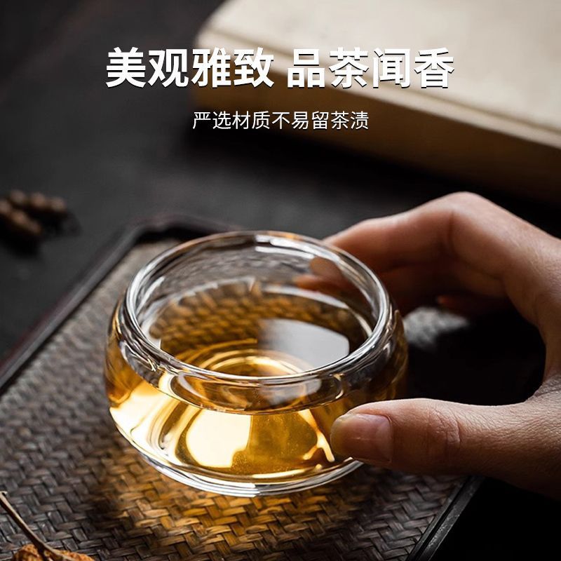 Wholesale and consignment of high-end Chinese-style thickened glass master cups, tea cups, tea tasting cups, single-cup transparent high-end light luxury tea sets details Picture