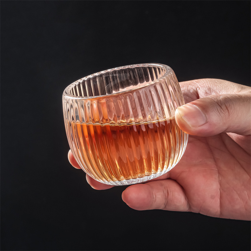 High-end glass cup with hammer pattern, owner's cup, not hot to the touch, personal thickened cup, health-preserving Chinese cup 100ml full figure