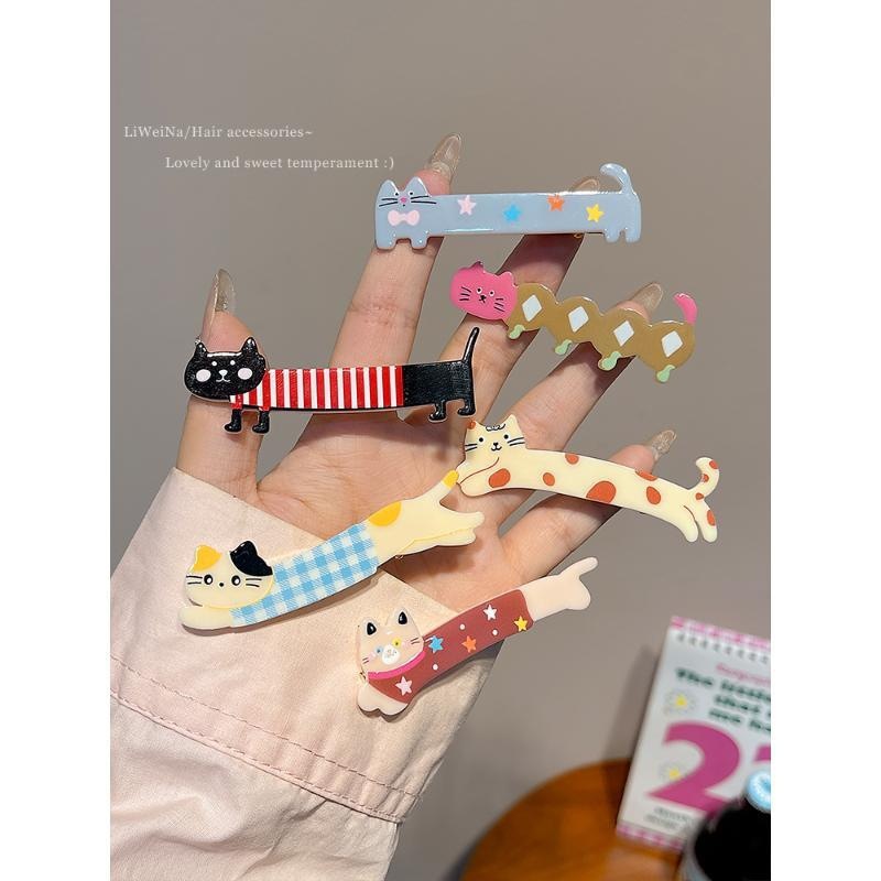 Cute cartoon cat hair clips, side hair clips for girls' bangs on the forehead, headwear, wholesale hair clips for college girls details Picture