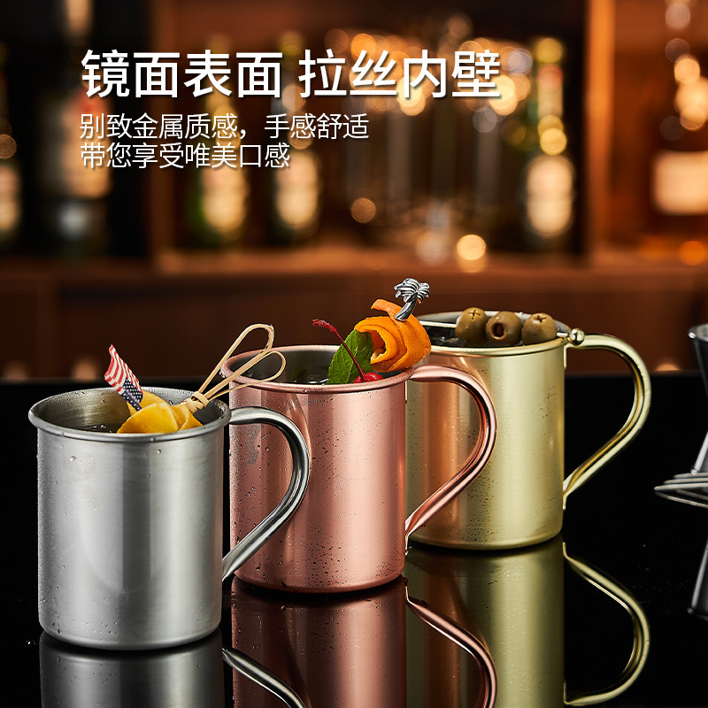 Cross-border foreign trade 304 stainless steel metal bar cups, cocktail cups, hammered copper-plated cups, Moscow mule cups Application Scenario