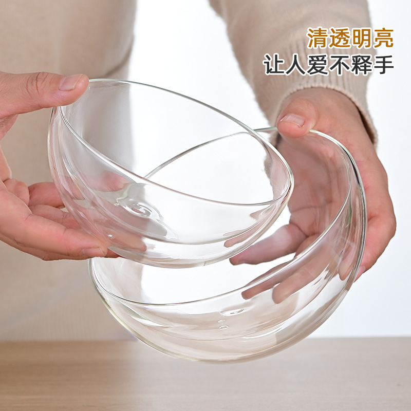 Wholesale glass bowls with high appearance level, double-layer heat insulation, household fruit and vegetable salad bowls, breakfast bowls, and high-temperature resistant tableware Application Scenario