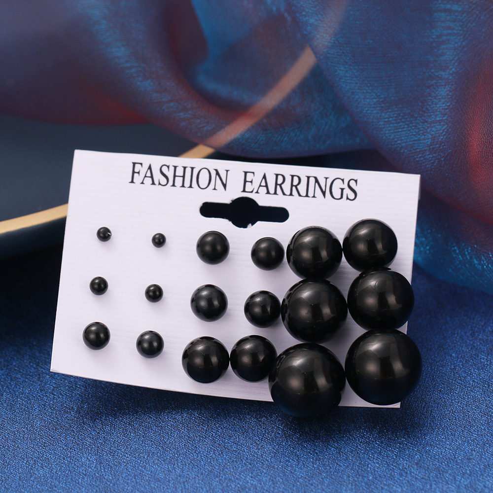 Korean jewelry world 9-pair pearl earring set, new women's stud earrings, European and American fashion ear accessory combination, the same style as on Instagram Application Scenario