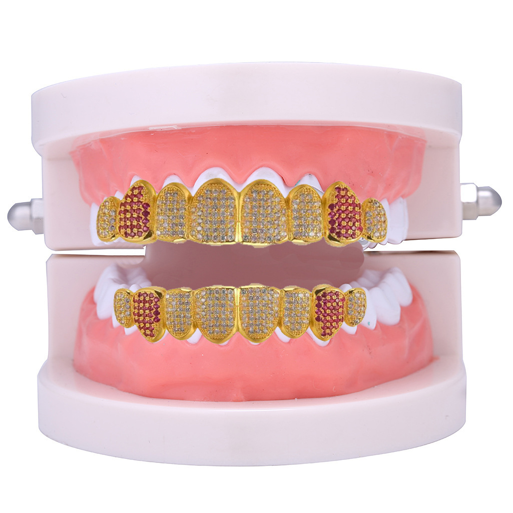European and American hip-hop braces, hiphop zircon eight-piece braces decoration, irregular eight-piece zircon vampire decoration Application Scenario