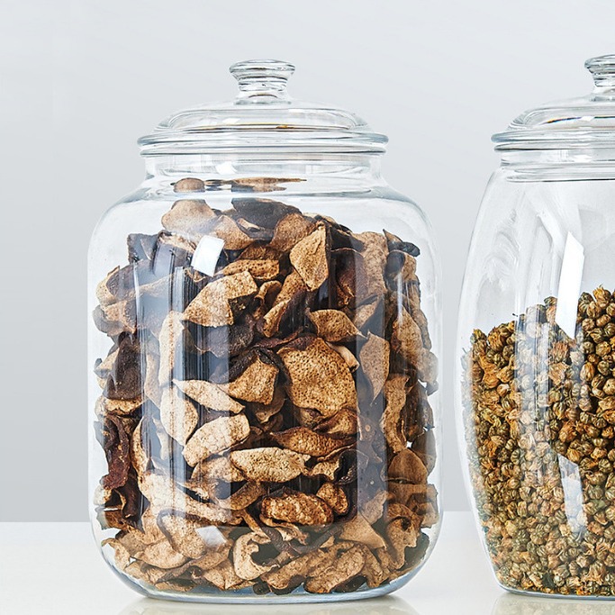 Cylindrical anti-breakage sealed jars, transparent PC plastic jars for storing dried tangerine peel and tea, large capacity in stock full figure