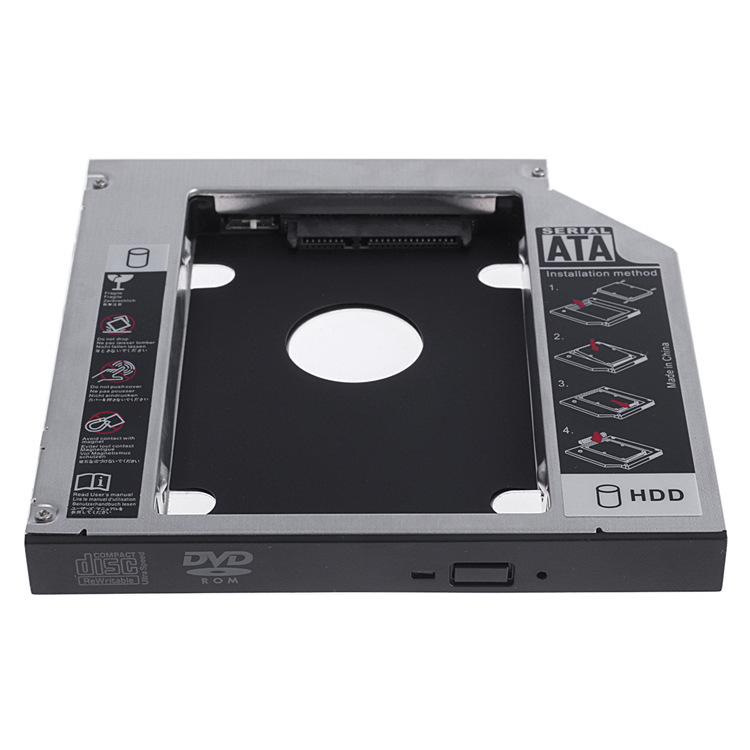 The thickness of the SATA serial port notebook optical drive bay is a 2.5-inch all-aluminum alloy hard drive bracket with a thickness of 12.7/9.5mm details Picture